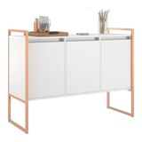 Buffet Aparador Industrial 3 Portas Para Sala De Jantar Branco Cobre