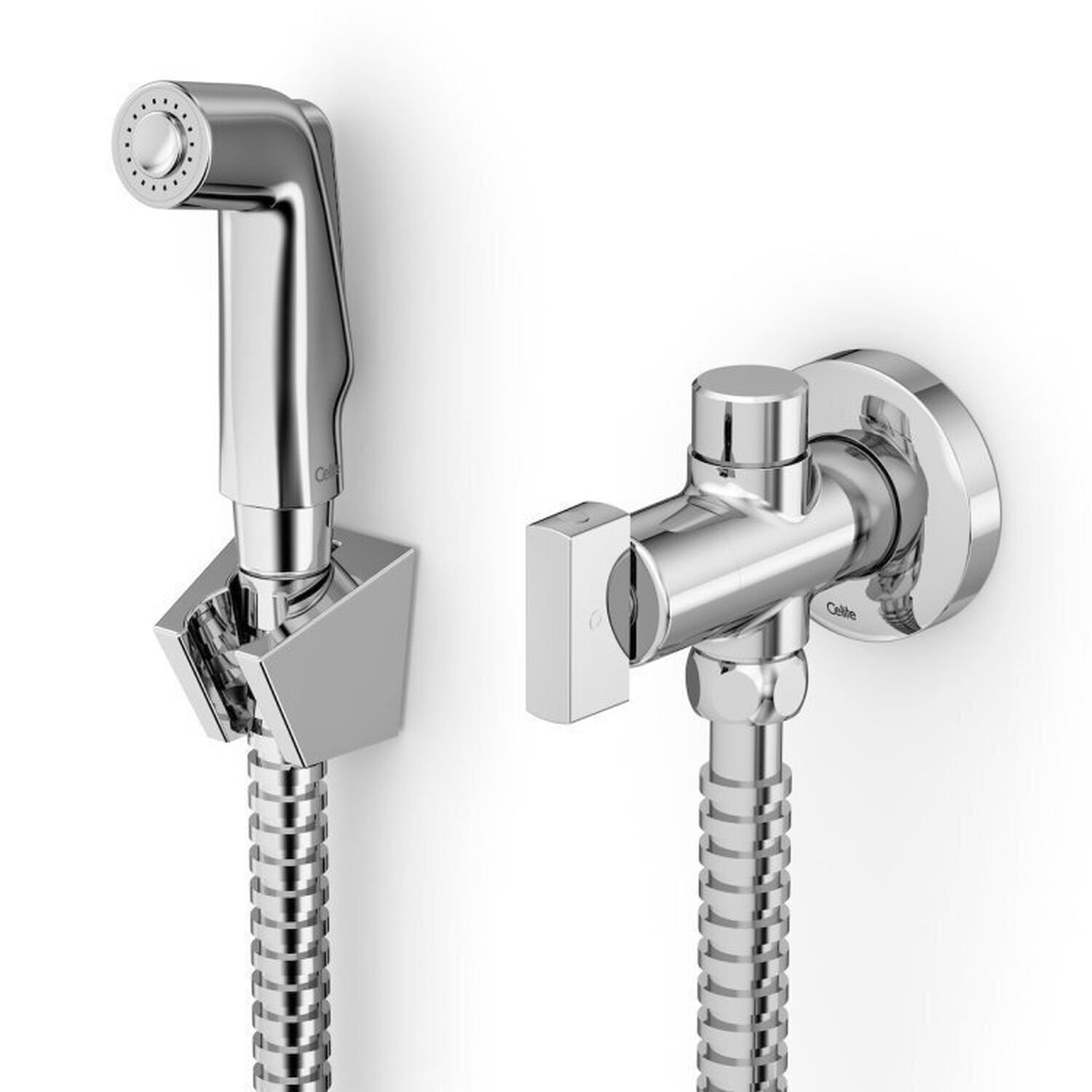 Kit Com 2 Ducha Higiênica Flow Com Derivação Celite Cromado