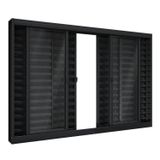 Janela De Aço Veneziana De Correr Central 6 Folhas 100x150cm Aço Pronto Riobras Preto