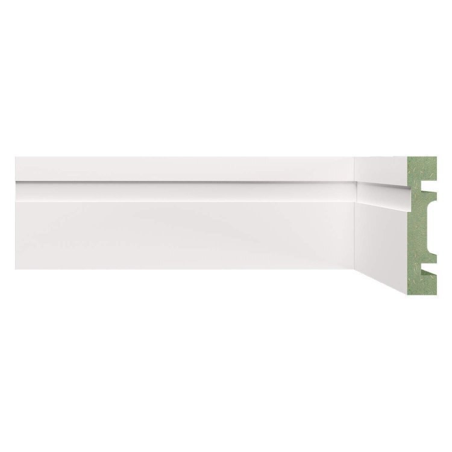 Kit Rodapé De Mdf 8cm X 15mm X 2,40m 20 Barras Com Friso Resistente A Umidade Moldufama 802 Branco