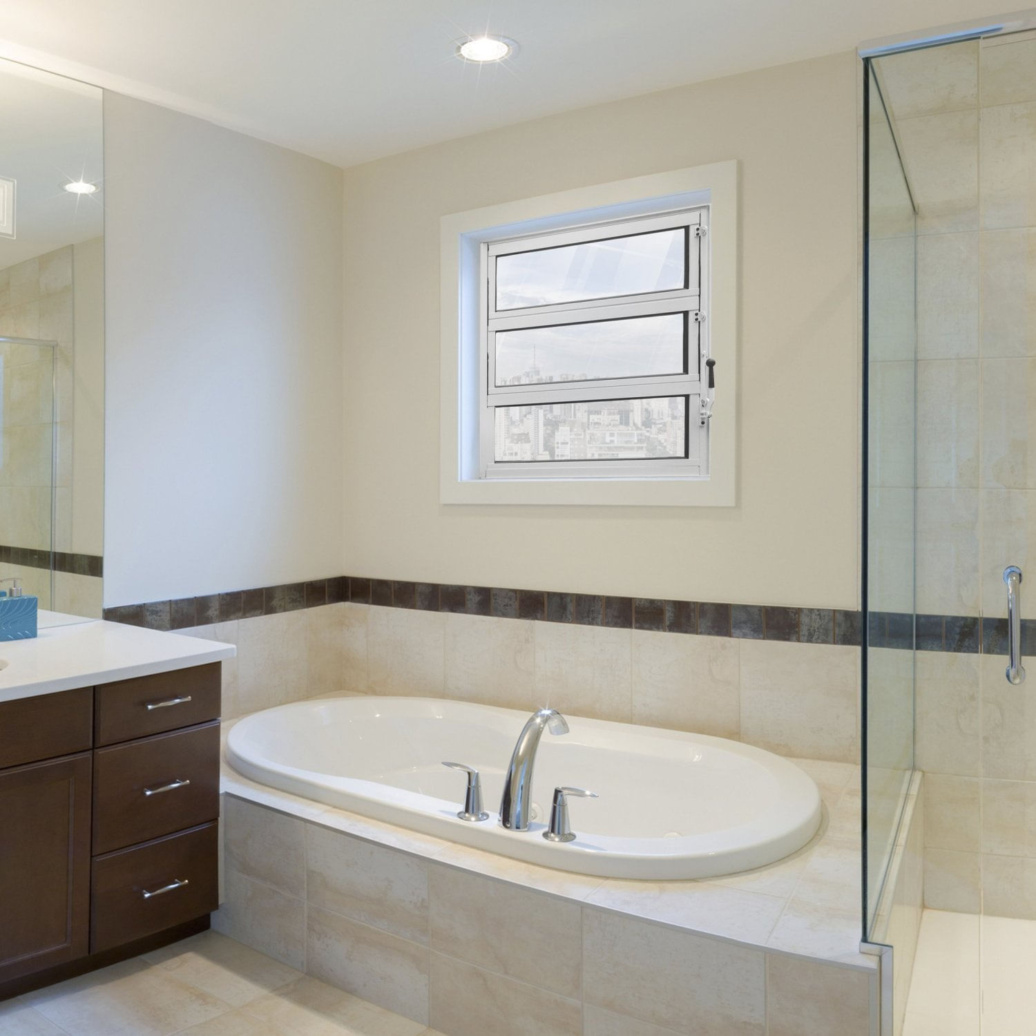 Janela Basculante 1 Secção Central Topsul Vidro Mini Boreal 60x60cm Esquadrisul Branco