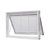 Janela De Aço Maxim-ar 60x80cm Com Grade Quadriculada E Vidro Boreal Qualitysol Ramassol Branco