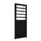 Porta De Aluminio De Giro Mista Com Travessa 215x85cm Riobras Preto