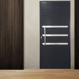 Porta Pivotante De Alumínio 210 X 100cm Com Friso Veneza Esquadrias Bergamo Preto
