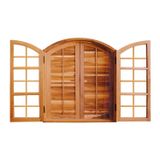 Janela De Madeira De Abrir 140x120cm 4 Folhas Rodam Imbuia
