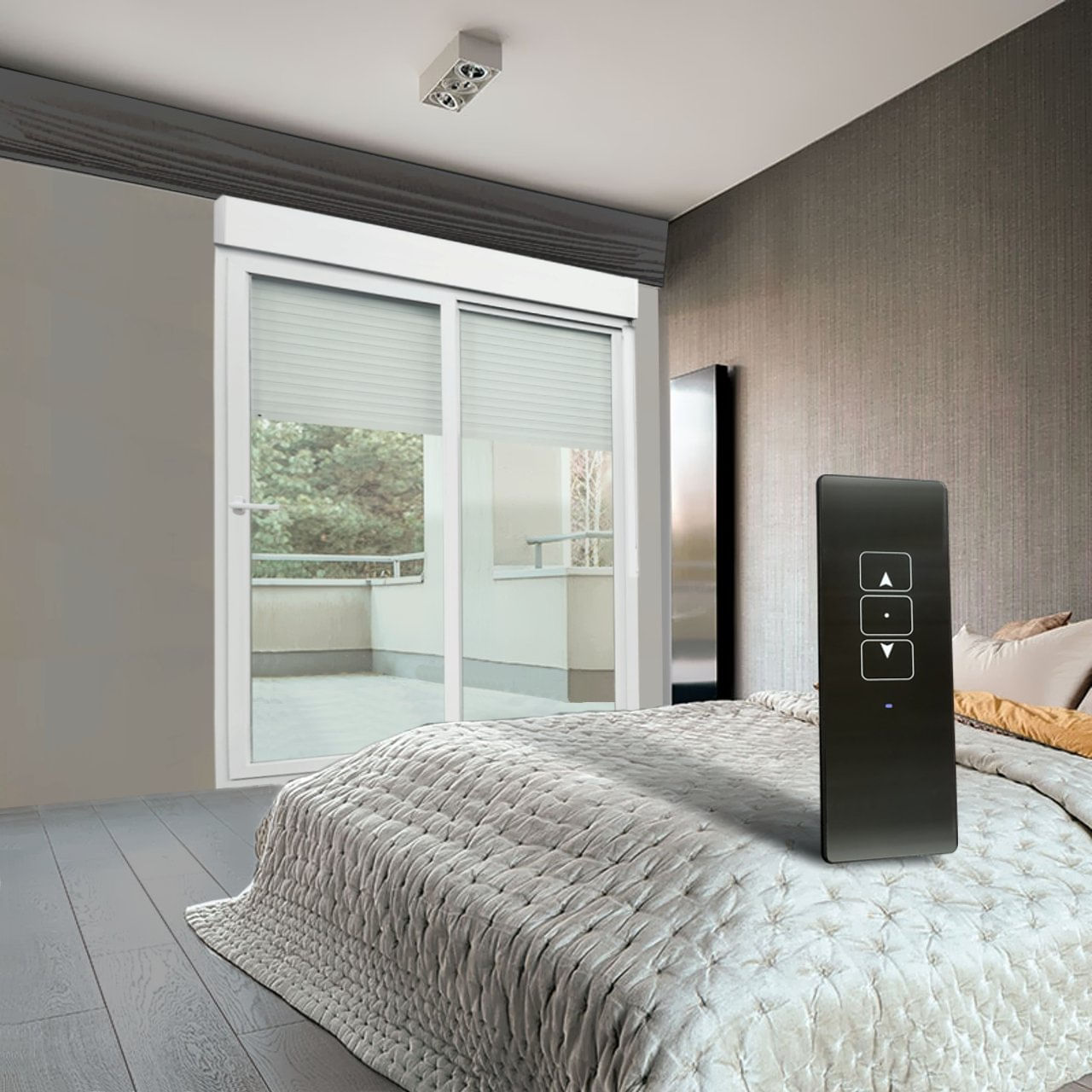 Porta de PVC Integrada 230x150cm, Vidro Temperado com Cremona e Controle Remoto Itec Brimak Branco