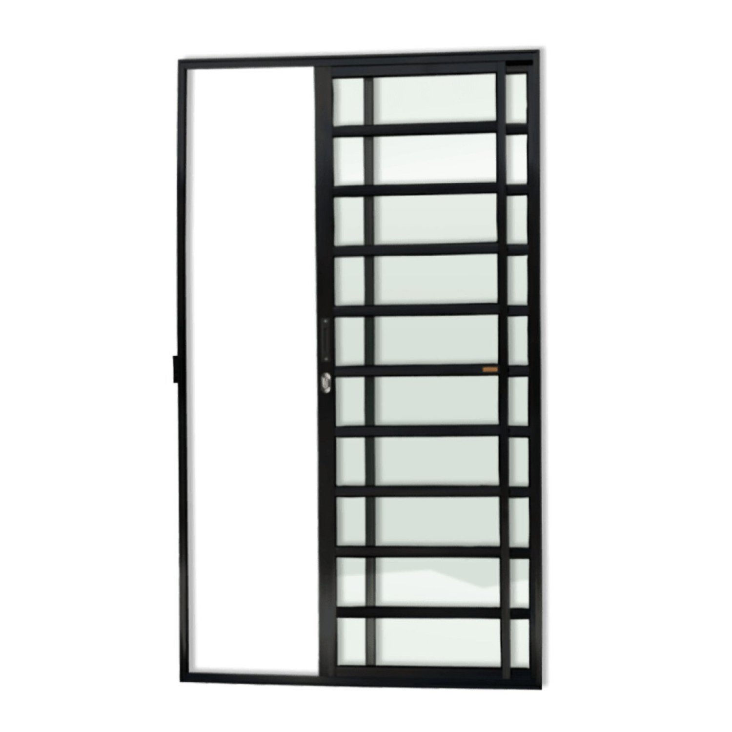 Porta De Correr Com Travessas 2 Folhas Super Vidro Liso 210cm X 120cm Brimak Preto