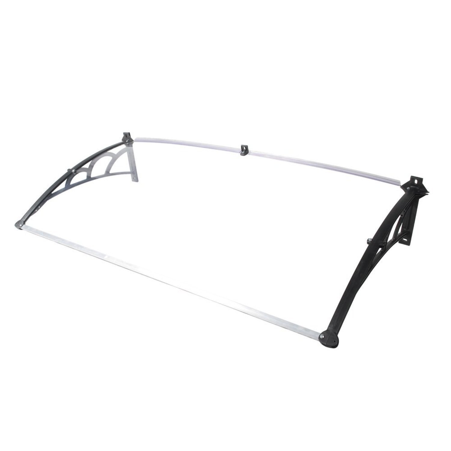 Toldo Versátil 120x60cm Braço Preto Com Chapa Cristal Branca