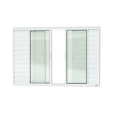 Janela De Aluminio Veneziana De Correr 100x150cm 6 Folhas Com Vidro Liso Confort Brimak Branco