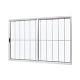 Janela De Alumínio De Correr Lateral 100x120cm 2 Folhas Com Grade E Vidro Liso Slim Modular Ramassol Branco