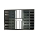 Veneziana Confort 6 Folhas Com Grade Vidro Liso 100cm X 150cm Brimak Preto