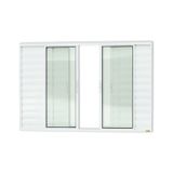 Janela De Aluminio Veneziana De Correr 100x120cm 6 Folhas Com Vidro Liso Confort Brimak Branco