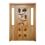 Portal Madeira Maciça Vitrô Duplo Beija Flor Real Entalhada Completa 143x213x18cm Cedro Rosa Madeira
