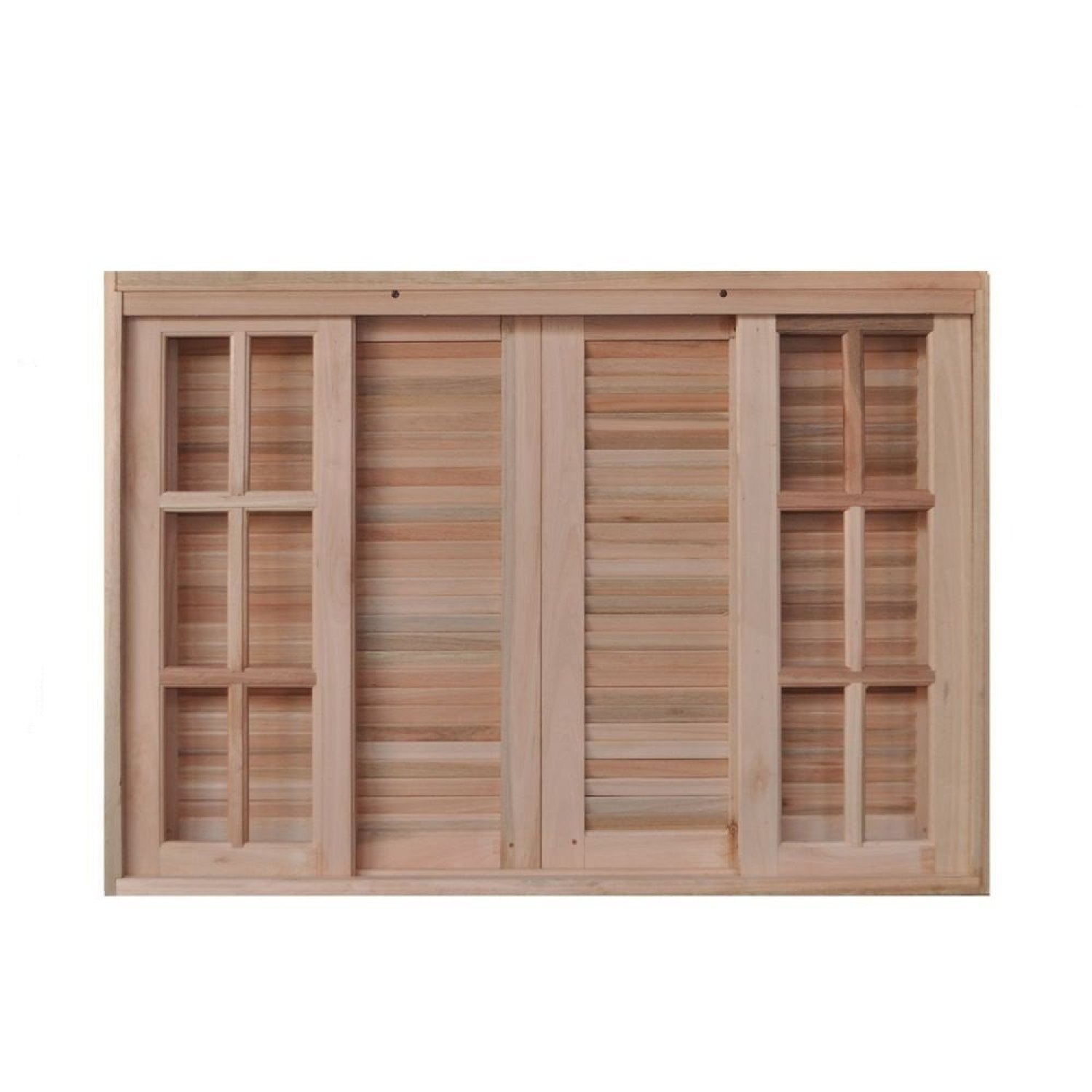 Janela De Madeira Veneziana 140x100cm 6 Folhas Rodam Eucalipto