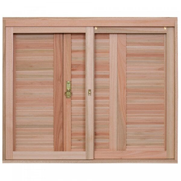 Janela De Madeira Veneziana 100x150cm Com Caixilho 12cm Ewk 220 Rondosul Madeira Natural Sem Pintura