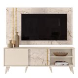 Rack Bancada Com Painel Cronos Calacata Off White Para Tv Até 60 Madetec Calacata Off White