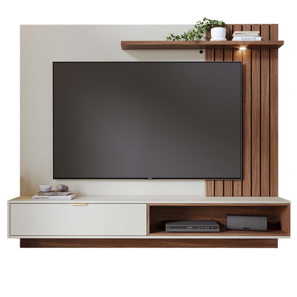 Home Suspenso Tocantins 1.8 Off White/nogueira Real Para Tv Até 65 - Colibri