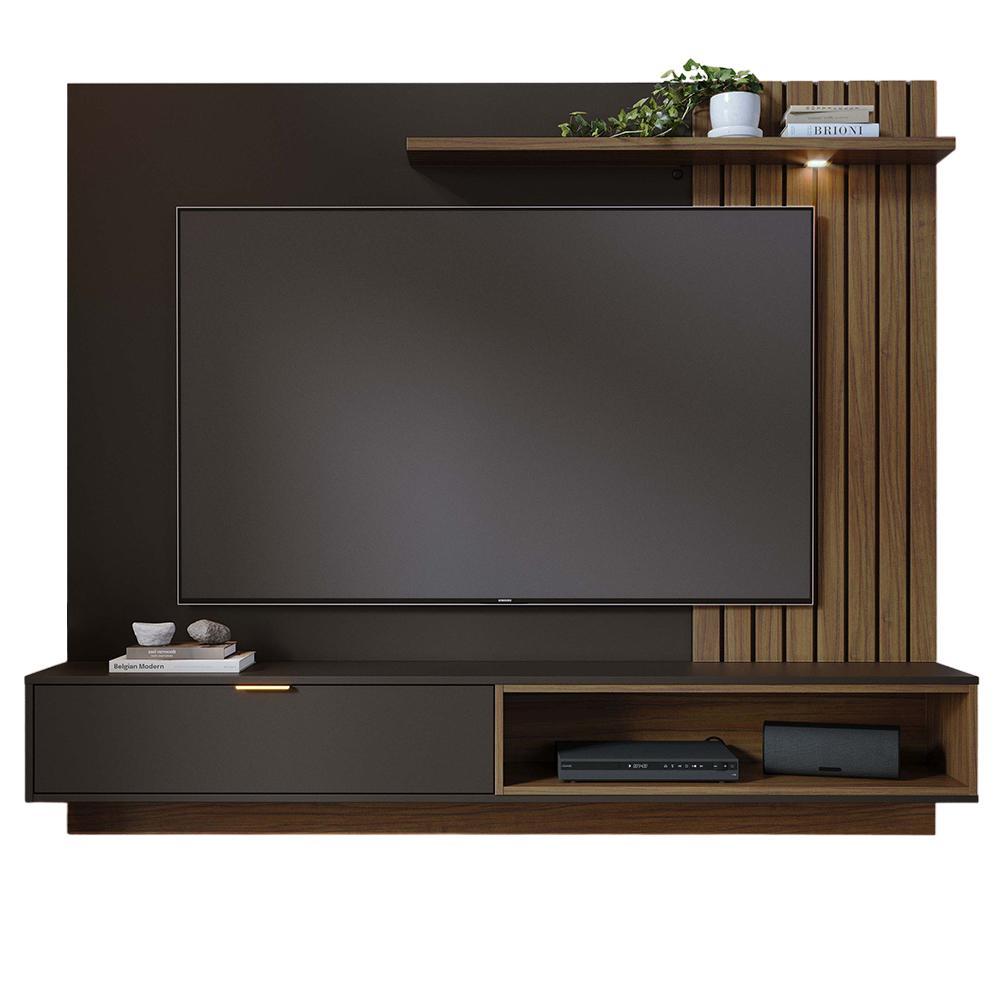 Home Suspenso Tocantins 1.8 Preto Fosco/noce Milano Para Tv Até 65 - Colibri