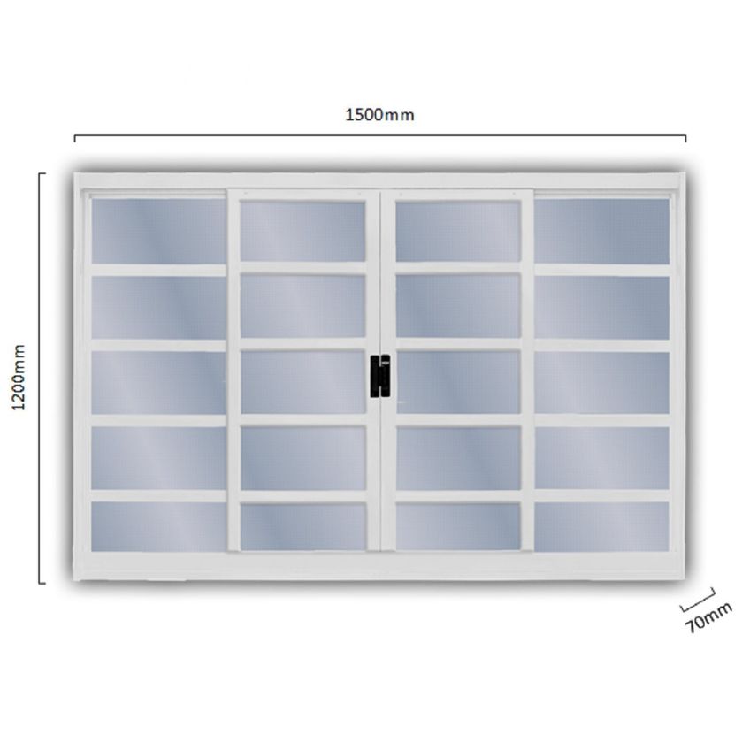 Janela De Correr 4 Folhas 120x150cm Em Aço Branco Mgm Minas Sul Central Branco - imagem 2