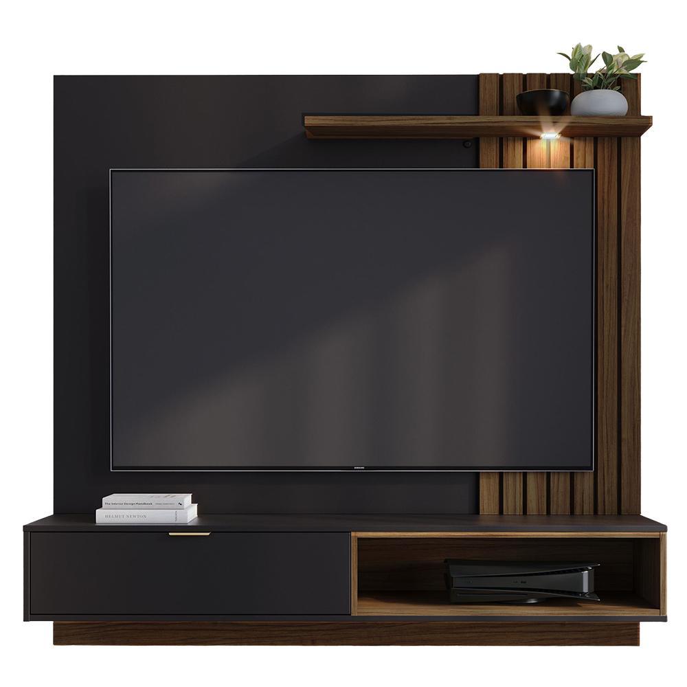 Home Suspenso Tocantins 1.6 Preto Fosco/noce Milano Para Tv Até 60 - Colibri