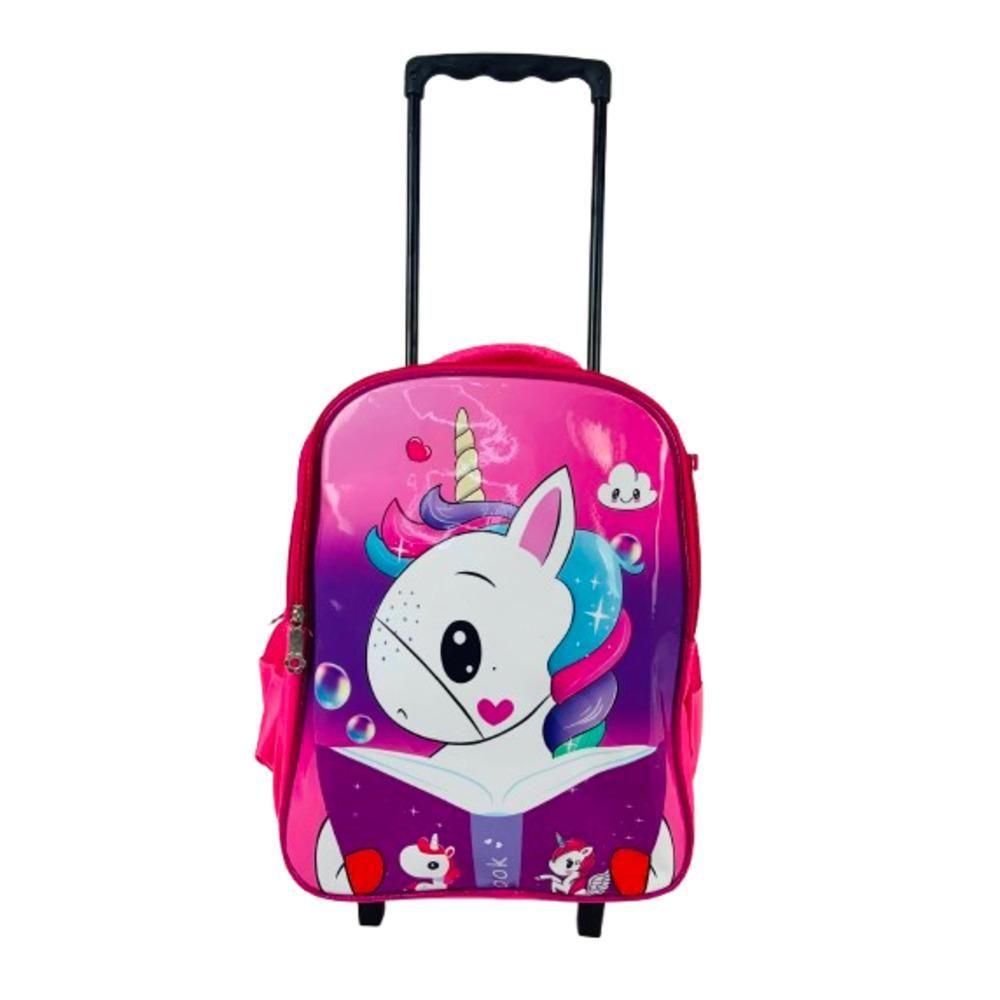 Kit Mochila Infantil Com Rodinhas Meninas Unicornio Escolar Estojo