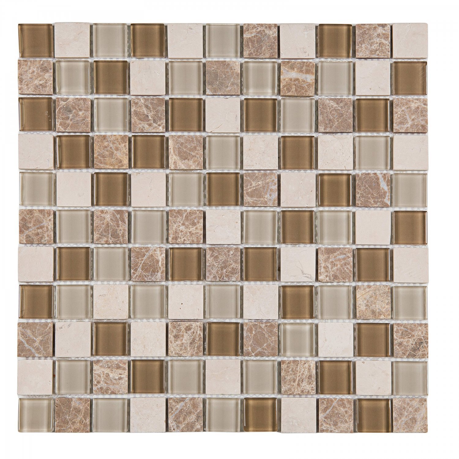 Pastilha De Vidro E Mármore De 29cm X 29cm Rende Glass Mosaic Marrom Claro