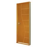 Kit Porta de Madeira Decorada 215x94cm com Batente de MDF Ultra 12cm Cantareira MGM Mogno
