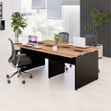 Plataforma Estação De Trabalho 4 Lugares 180cmx120cm Pé Painel Espresso Móveis Marrom/preto