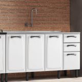 Balcão em Aço 160cm 4 Portas 2 Gavetas sem Tampo New Premium Itatiaia Branco