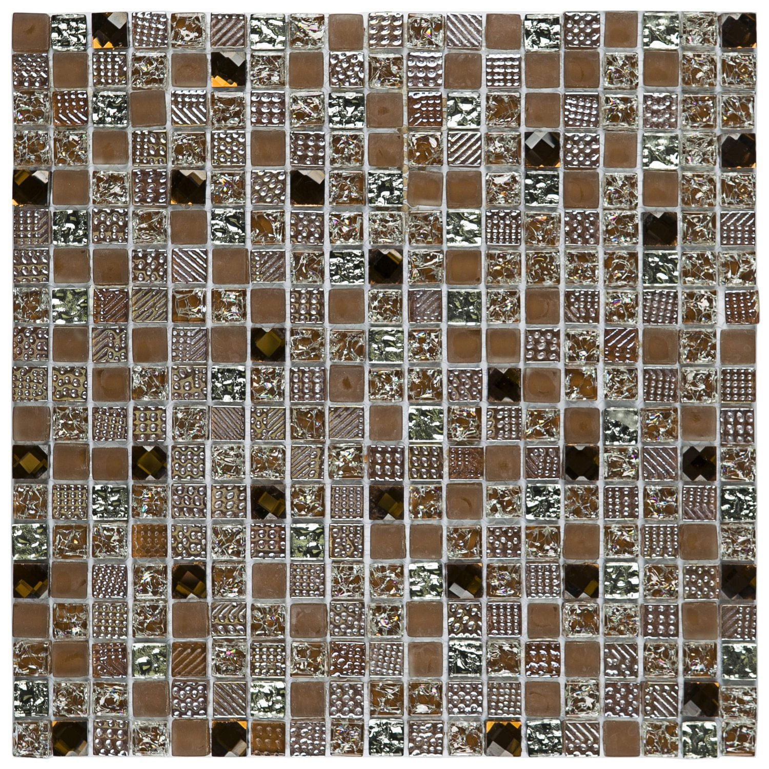 Pastilha De Vidro Mesclada De 30cm X 30cm Rende Glass Mosaic Marrom