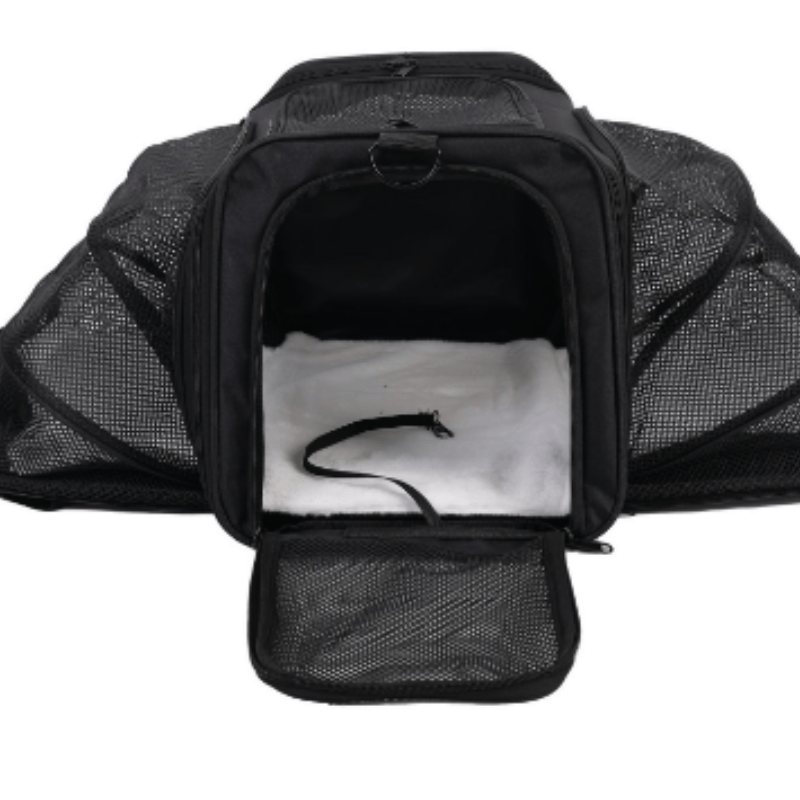 Bolsa Casa Para Pet Até 9kg Transporte Viagem Expansível Avião Premium Cão Gato Animais Estimação - Preto/preto