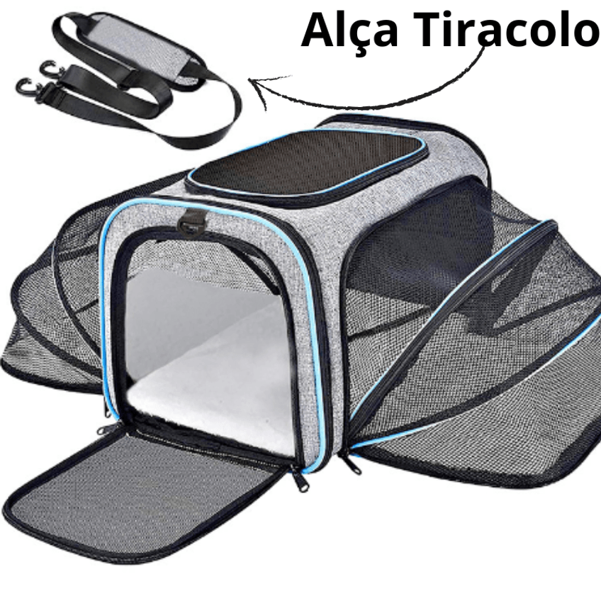 Bolsa Casa Para Pet Até 9kg Transporte Viagem Expansível Avião Premium Cão Gato Animais Estimação - Preto/preto - imagem 4