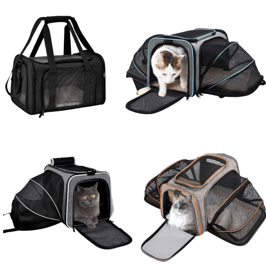 Bolsa Casa Para Pet Até 9kg Transporte Viagem Expansível Avião Premium Cão Gato Animais Estimação - Cinza/azul - imagem 3