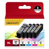 Cartuchos De Tinta Osir Pgi-250xl Cli-251xl Pacote Econômico De 5 Cores