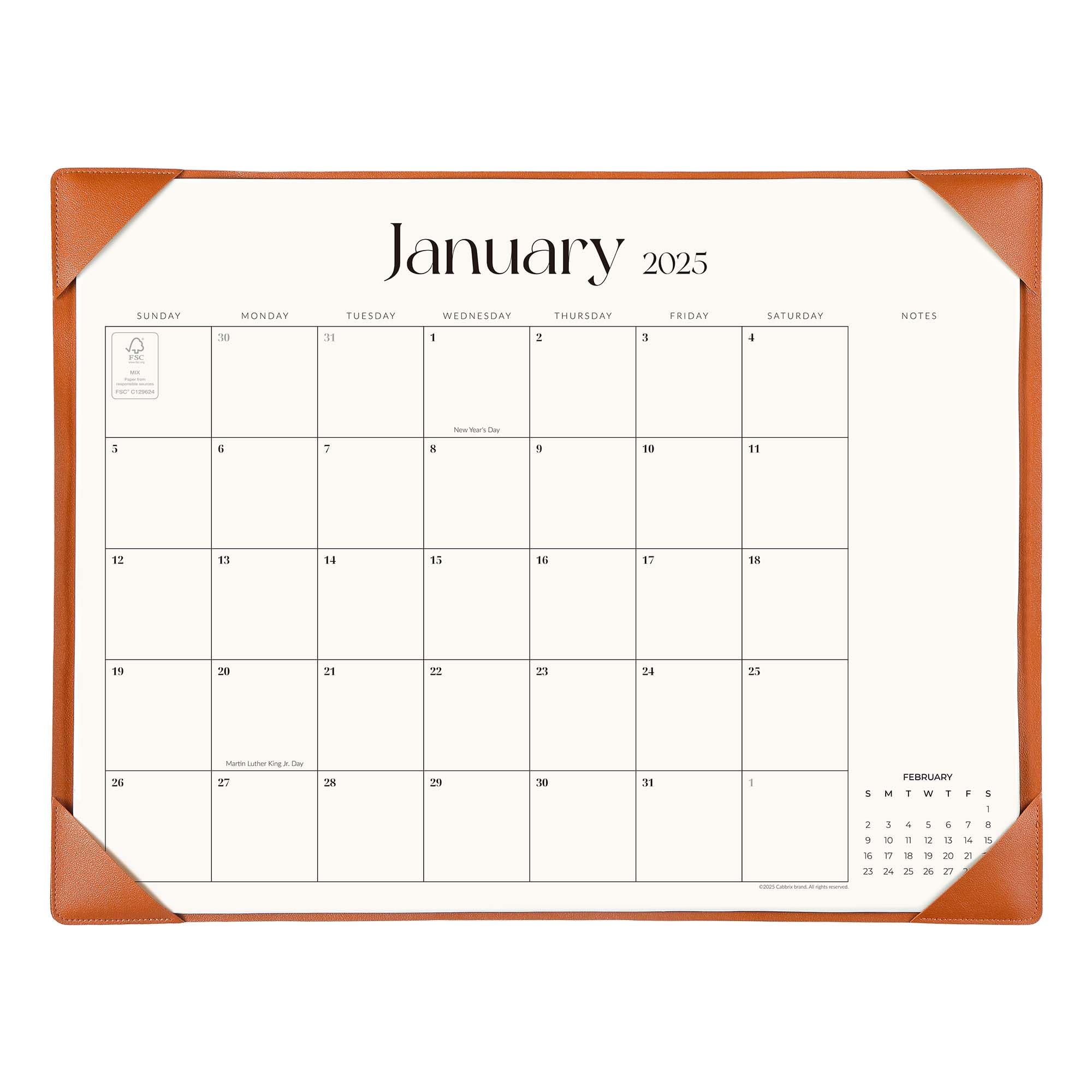 Calendário De Mesa Cabrix 2025-2026 Com Tapete De Mesa 21x42cm Marrom