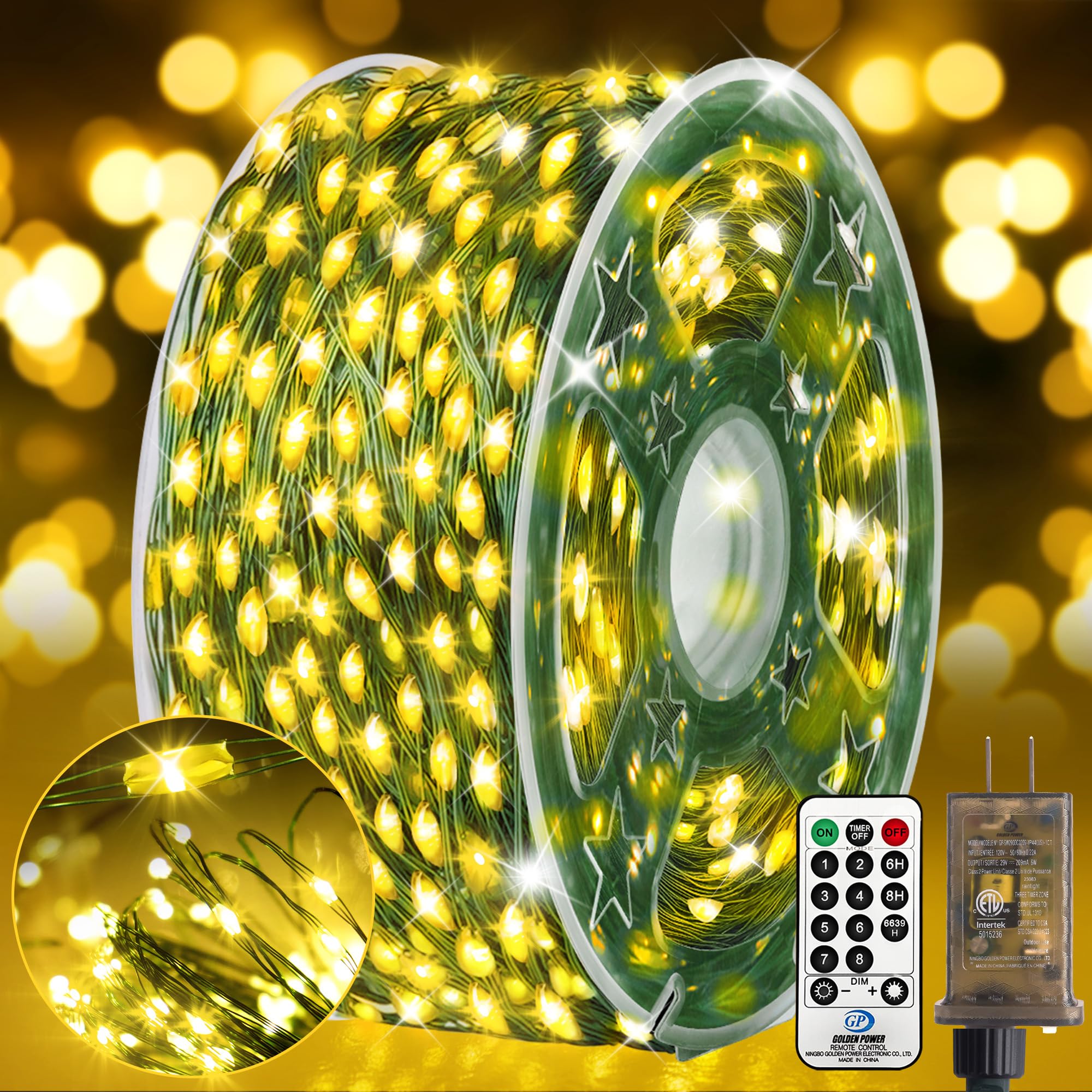 Luzes De Fadas De Natal Knonew 203ft 600 Led Branco Quente