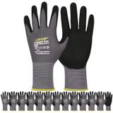 Luvas De Trabalho Loccef, Microespuma, Revestidas Com Nitrilo, 12 Pares, Cinza