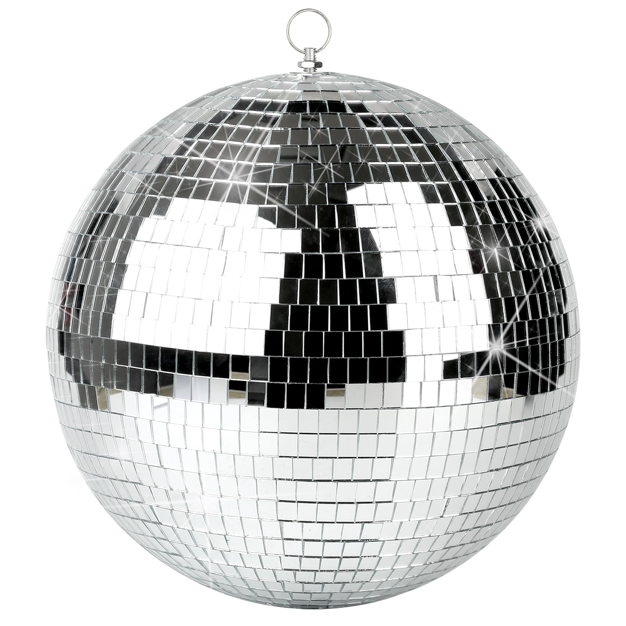 Mirror Disco Ball Oversevenls 30 Cm Com Anel Suspenso Prateado