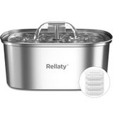 Fonte De Água Rellaty Cat Em Aço Inoxidável 3.2l Com Filtro