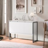 Buffet Estilo Industrial 3 Portas Europa - Branco E Preto Branco E Preto