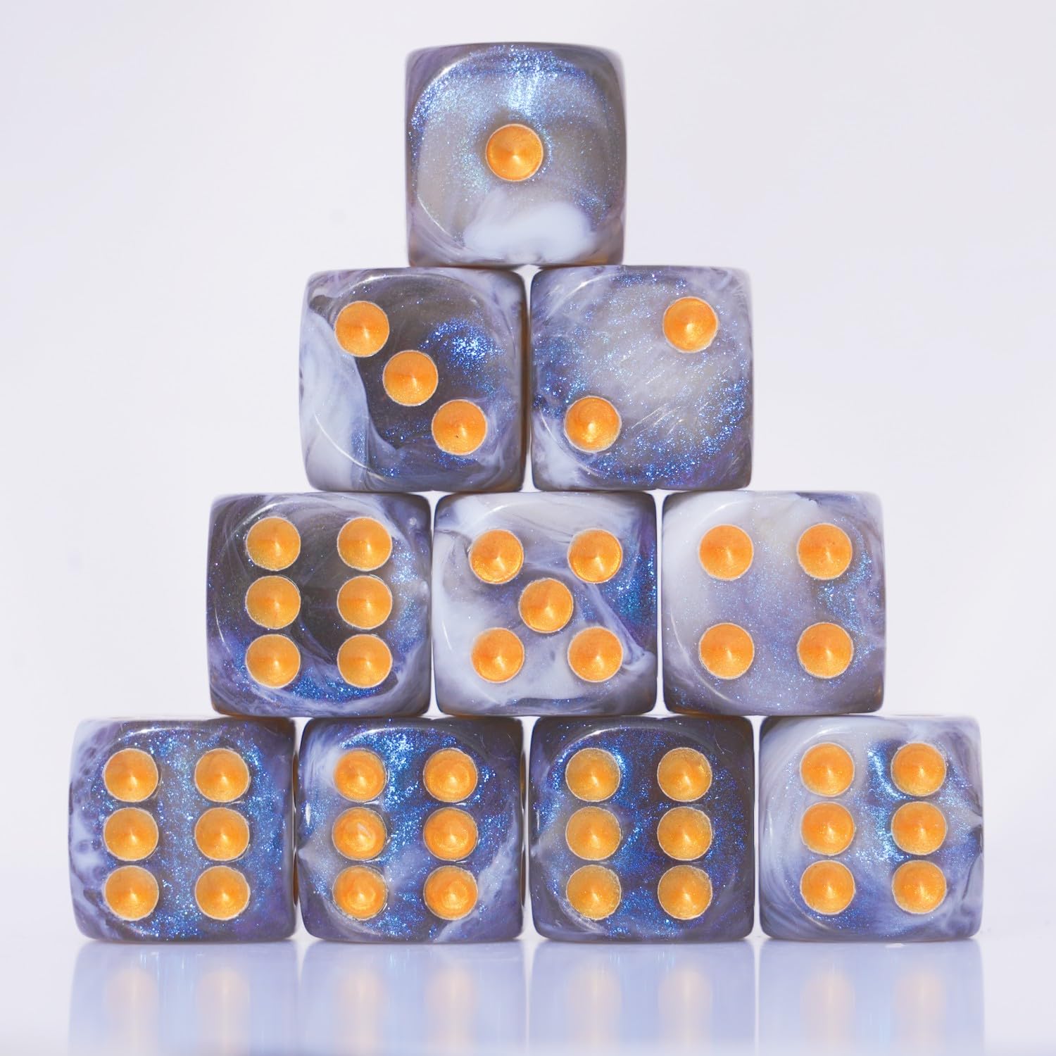 Conjunto De Dados Acrílico 16 Mm 10 Peças D6 Para Rpg Mtg Dnd Com Bolsa (cinza + Azul)