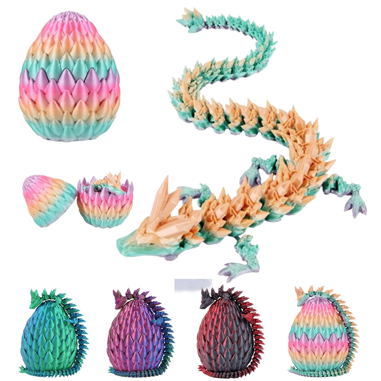 Cristal Articulado Impresso Em 3d De Dragão Com Ovo De Dragão