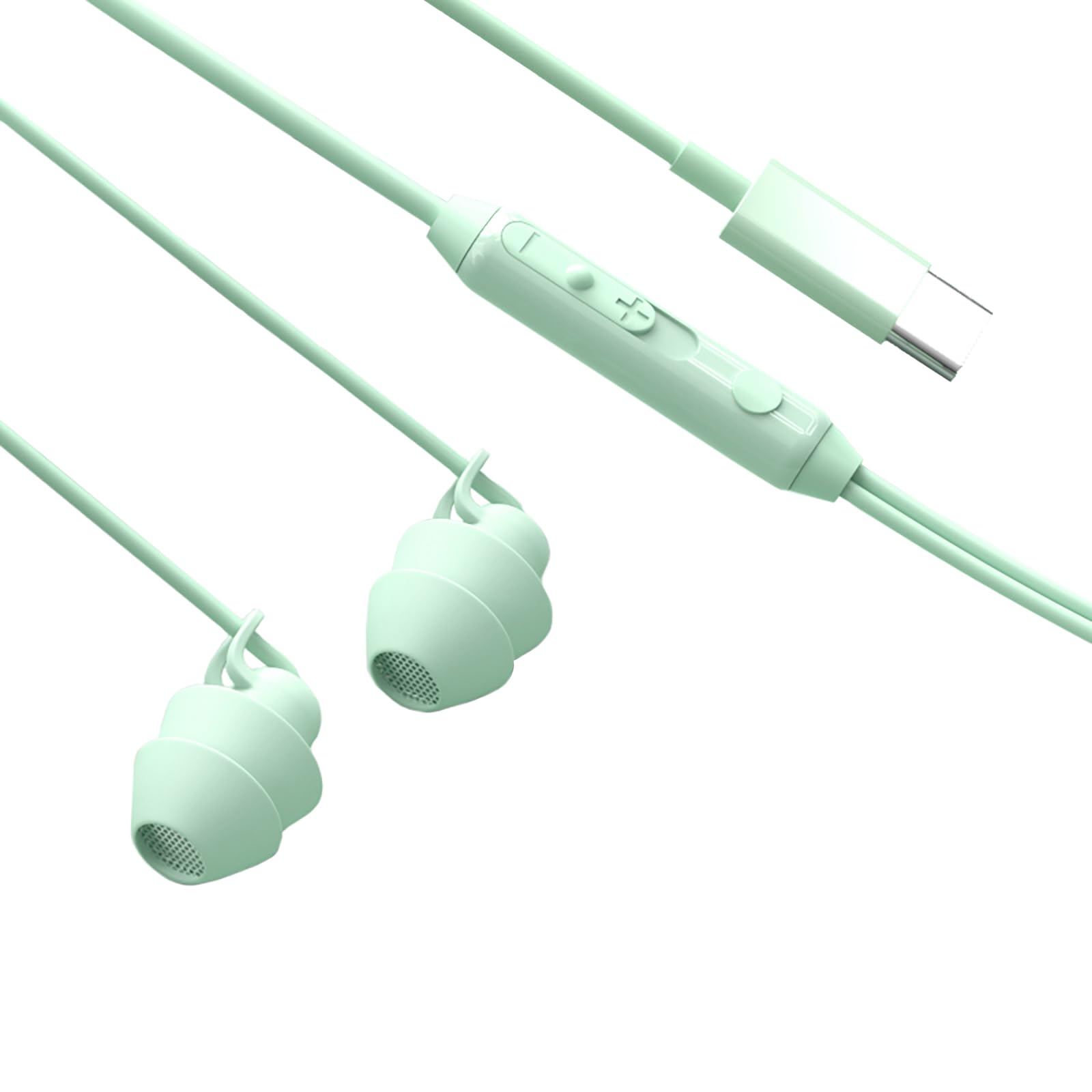 Fones De Ouvido Para Dormir Fones De Ouvido Intra-auriculares Verdes Com Fio E Microfone Tipo C