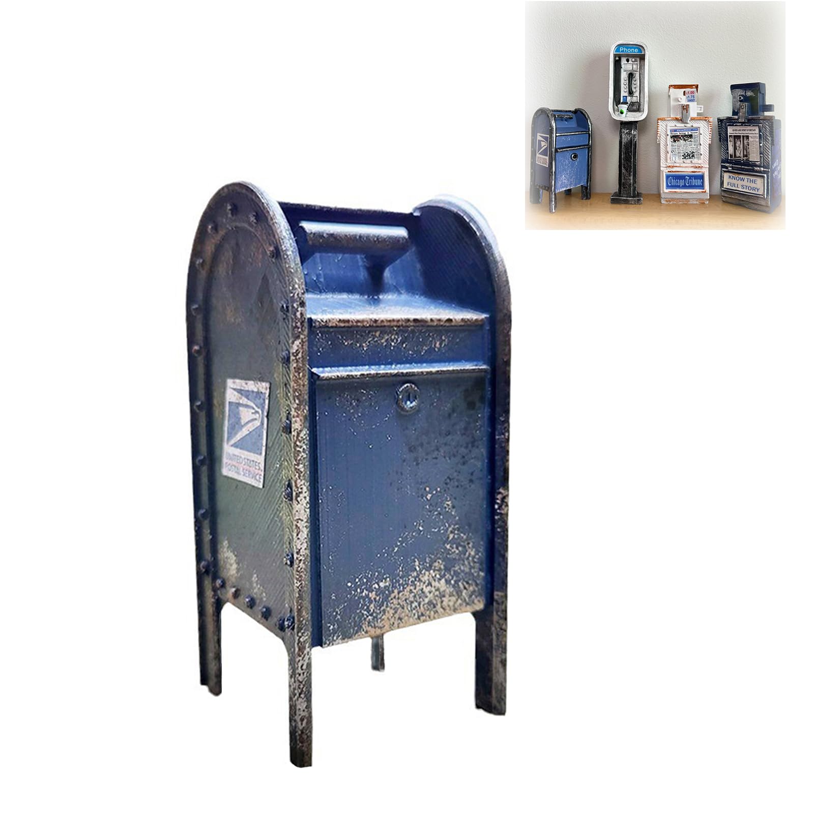Telefone Público Americano Em Miniatura Olanke, Escala 1:12 Com Caixa De Correio