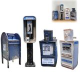 Telefone Público Americano Em Miniatura, Escala 1:12 Com Acessórios