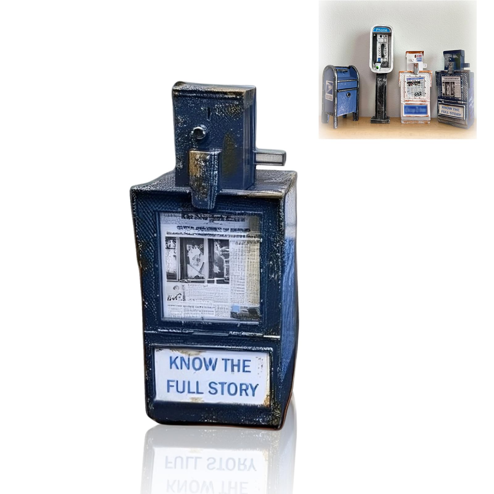 Telefone Público Americano Em Miniatura, Escala 1:12 Com Caixa De Correio E Jornal
