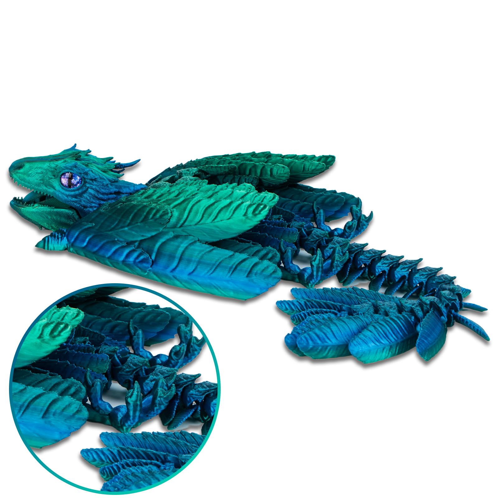 Dragão Wyvern Emplumado Impresso Em 3d 34,29 Cm Azul Laser