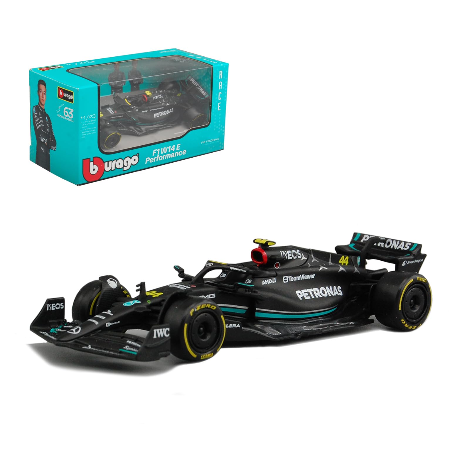 Modelo De Carro Bburago F1 2023 W14 Lewis Hamilton Escala 1/43