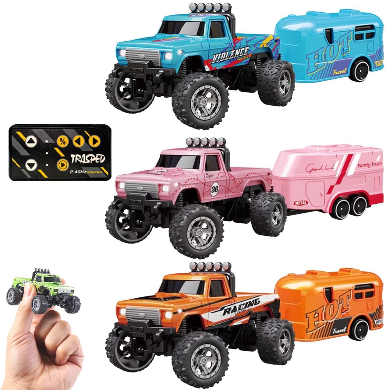 Mini Caminhão Semi Rc Monster Truck Com Controle Remoto De Reboque