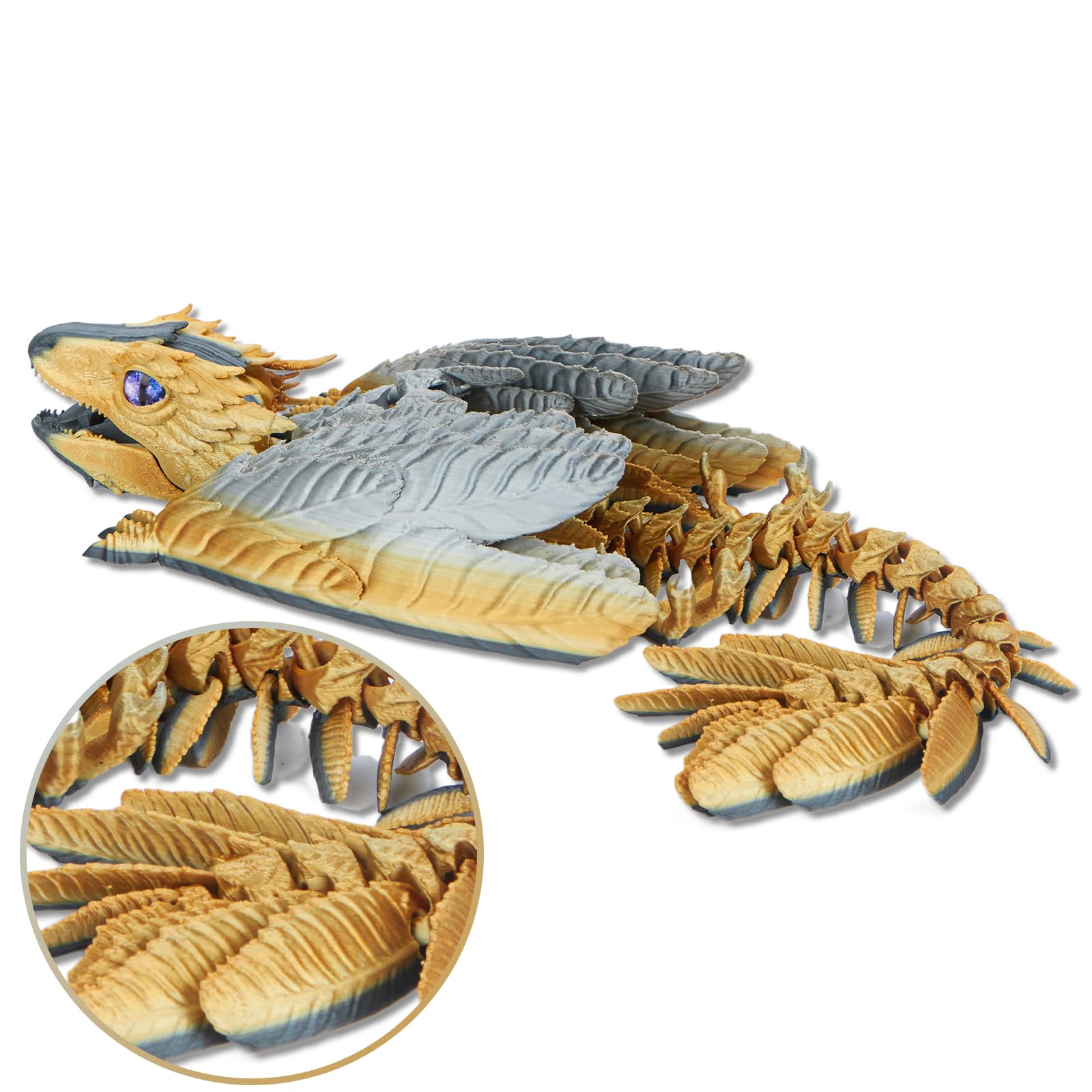 Dragão Wyvern Emplumado Impresso Em 3d 34,29 Cm Com Articulação